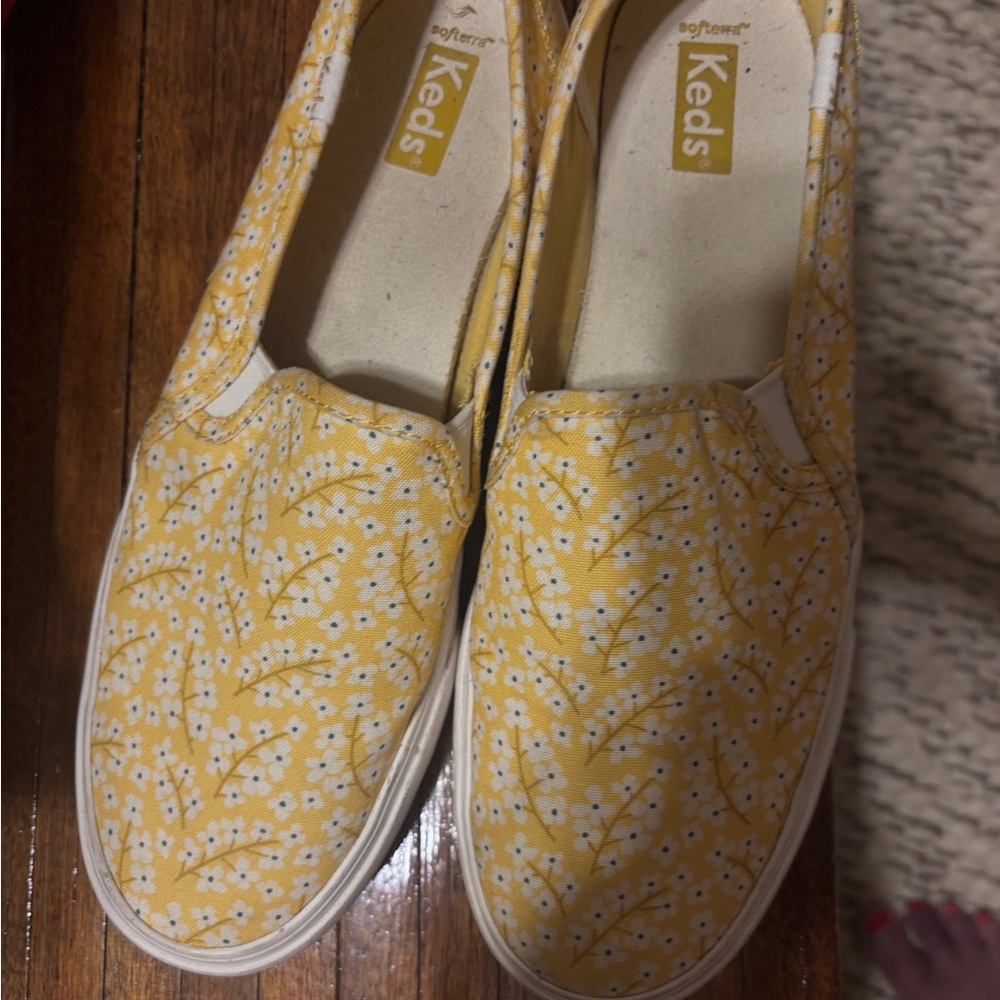 Keds Yellow Floral Canvas Slip-On Sneakers